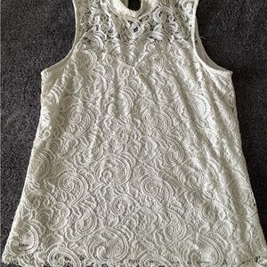Notations Lace Sleeveless Blouse - White